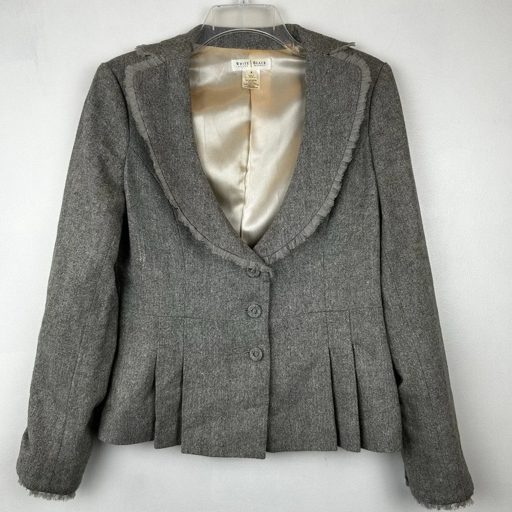 WHBM Suit Skirt Womens 6 8 Tweed 3 Button Gray Office Career Professional Read